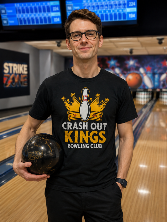Crash Out Kings Bowling Club T-Shirt | Funny Bowling Shirt | League & Tournament Bowling Apparel