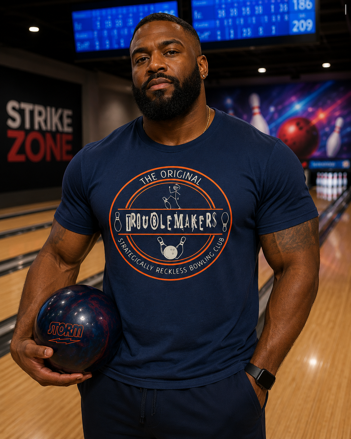 TROUBLEMAKER$: Strategically Reckless Bowling Club Shirt | Funny Bowling League Tee | Premium Bowling Apparel