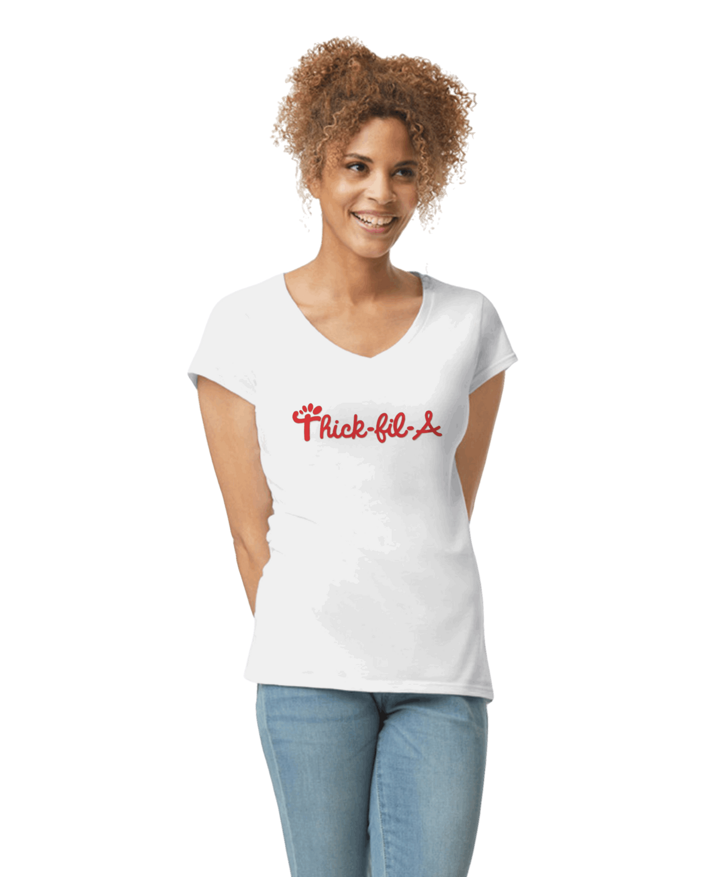 "THICK-FIL-A" - V-neck t-shirt - The 710 Print Shop 